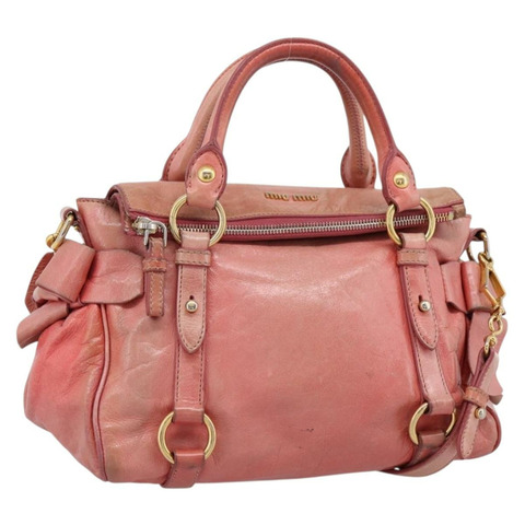 Miu Miu 手提包 皮革 兩用 粉金配色 正品 196837V