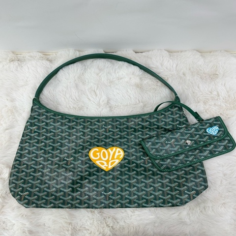 Goyard戈雅綠色老花小愛心Hobo單肩包