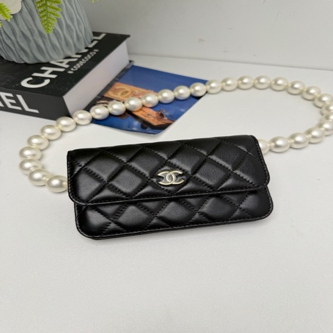 香奈兒Chanel 黑金大珍珠腰包woc沙僧包羊皮99新