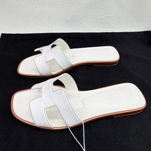 HERMES 愛馬仕Oran 白色H型涼鞋拖鞋 38碼 純白色