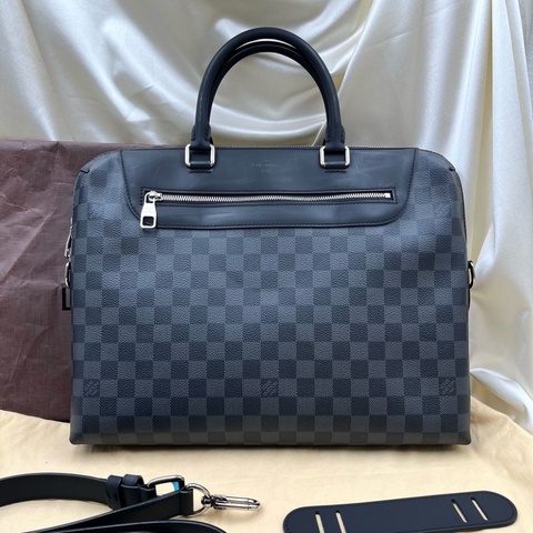 LOUIS VUITTON  N48260 棋盤格拉鍊開合 帆布拼皮革