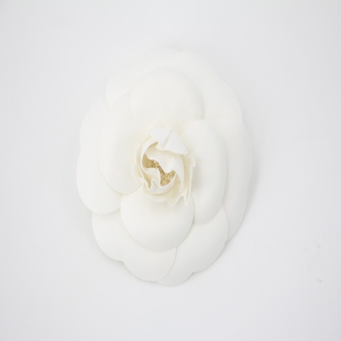 Chanel Vintage 81-85 絲綢白色山茶花胸針