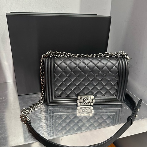 Chanel Boy 25 光滑牛皮 黑銀 ｜Classic Trend CT精品｜台北東區實體