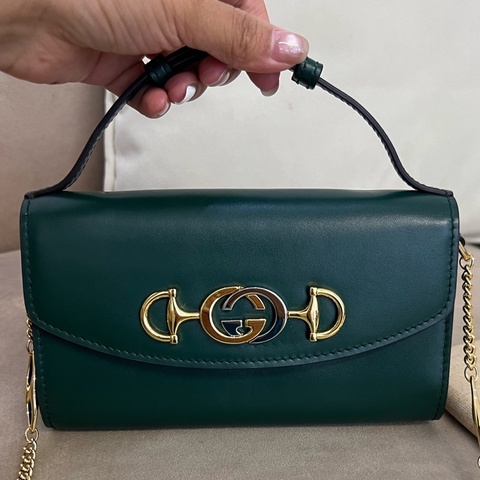 古馳/Gucci  祖米祖母綠手提斜挎包  尺寸：19*12*3c