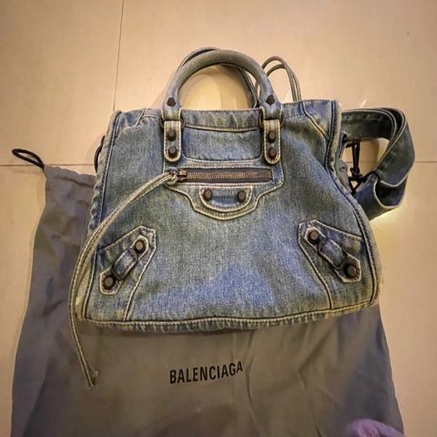 Balenciaga mini city 水洗藍色牛仔
