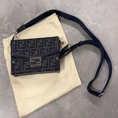 Fendi Baguette Soft Trunk Men Denim Blue