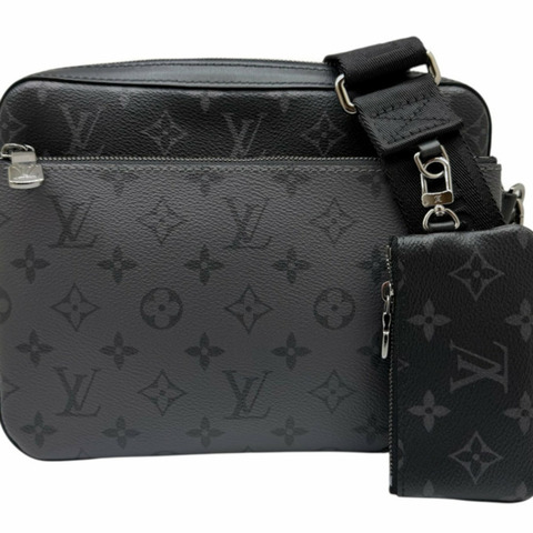路易威登 (LOUIS VUITTON) Monogram Eclipse 3D Trio 灰色/黑色 M69443 RFID 男士單肩包 PVC