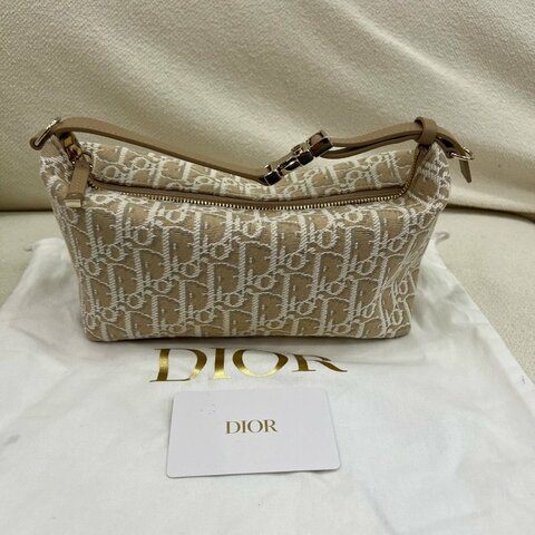 Dior Travel Nomad 拉鏈飯盒包 Oblique老花提花帆布 奶茶米色