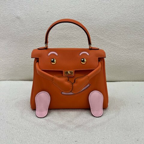 Hermès Kelly Doll 橙色拼櫻花粉 Swift皮 金扣