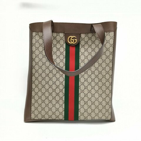 GUCCI Ophidia琴譜包子母Tote大號烏木色金扣肩背包