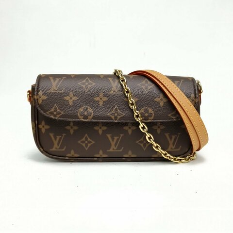 LOUIS VUITTON IVY鏈條腋下包老花PVC金扣晶片肩背包