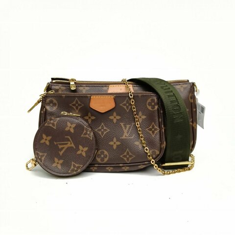 LOUIS VUITTON MultiPochetteA五合一粉肩帶老花PVC晶片肩背包