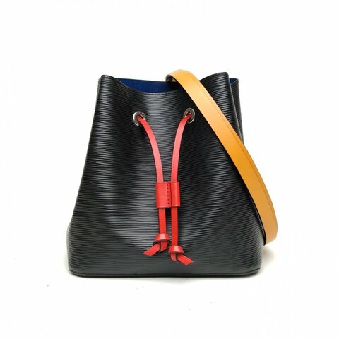 LOUIS VUITTON NÉONOÉ水桶包BB黑色水波紋牛皮銀扣晶片肩背包