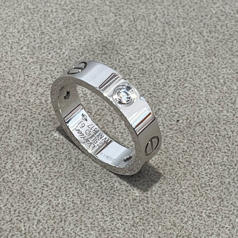 卡地亞 Cartier Love戒指 白金寬版三鑽戒指61號 男女同款