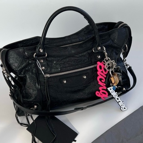 Balenciaga 巴黎世家 黑銀中號 機車包手提包斜挎包單肩包