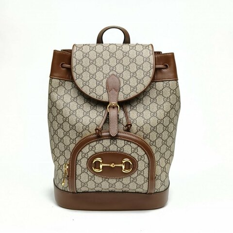 GUCCI 老花PVC1955馬銜扣雙肩包肩背包