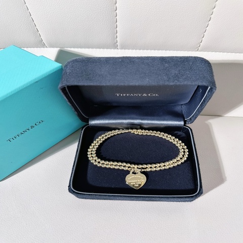 Tiffany蒂芙尼 Return to Tiffany系列 18K黃金金珠大愛心牌項鍊