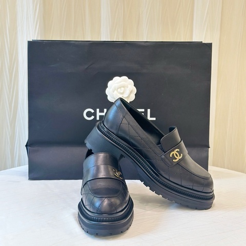 Chanel香奈兒 新款厚底樂福鞋 38.5碼 厚底增高6cm