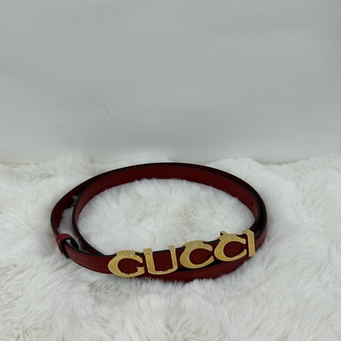 GUCCI古馳 Logo徽標 板扣 紅色皮革 皮帶 未使用品 85碼