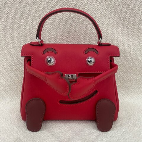 Hermès Kelly Doll S3陽光紅拼酒紅 Swift皮 銀扣
