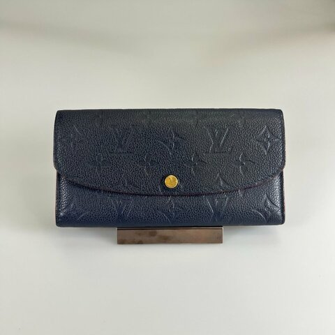 LV M69417 深藍壓紋老花EMILIE信封長夾