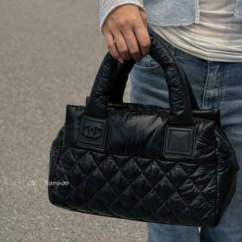 JS1591-CHANEL 黑色羽絨小號空氣包A48619