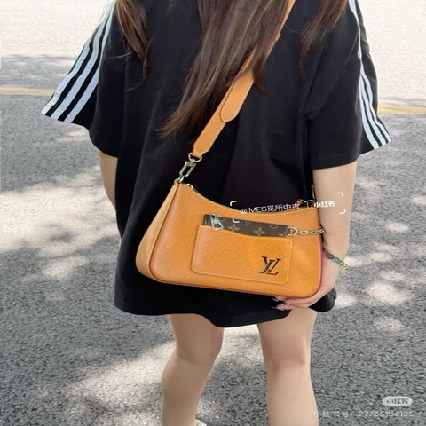 LV Marelle 經典便攜優雅百搭 Epi粒面牛皮 腋下包手提斜挎單肩包 常規 女款 焦糖棕黃色