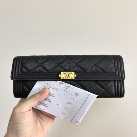 Chanel 香奈兒 黑金 荔枝 leboy扣 長款錢包 芯片款 成色棒棒噠～。