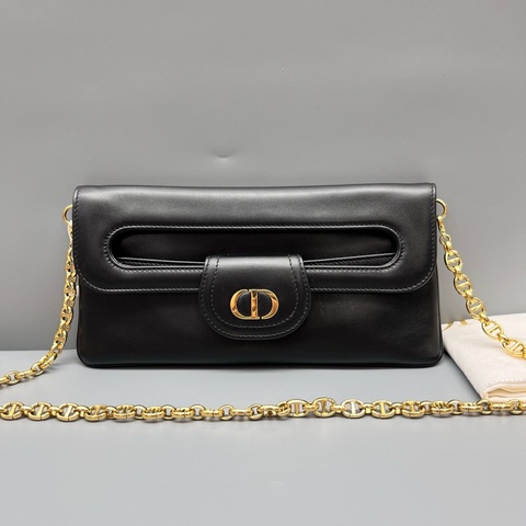 Dior 98新 黑色Double信封鏈條包