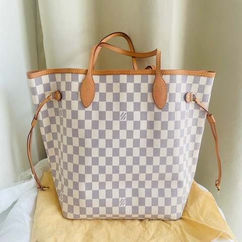 Louis Vuitton Neverfull MM 白棋盤格購物袋