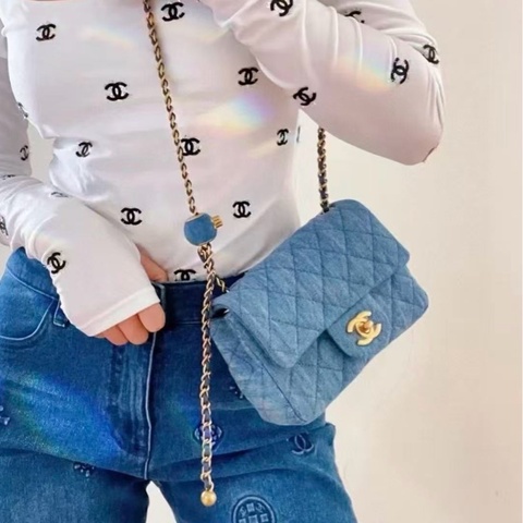 💎Chanel香奈兒｜牛仔CF金球方胖子｜閒置新全配