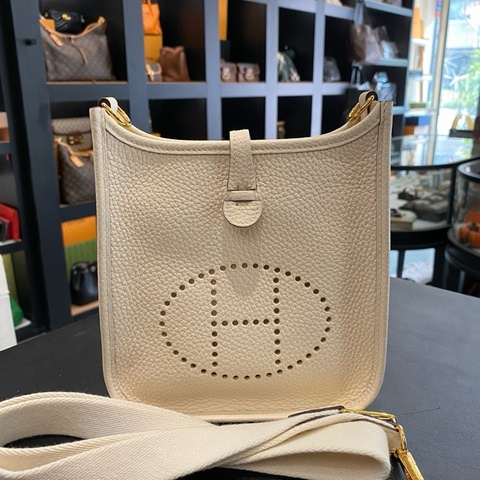 愛馬仕 Hermes Evelyne mini 奶油白 金扣 伊芙琳