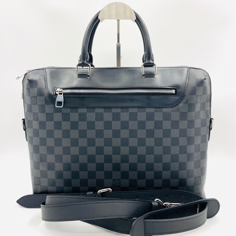 Louis Vuitton LV路易威登黑色棋盤格公文包 肩帶款 手提包 尺寸36×28×6