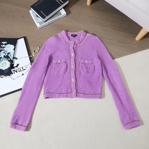 CHANEL 20C紫色鏈條外套Cardigan
