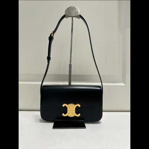 CELINE 凱旋門黑色牛皮腋下包