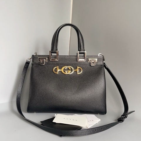 GUCCI 古馳 Zumi  中號黑色牛皮荔枝紋
