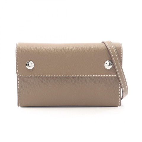 愛馬仕 Hermes Snap To Go 斜背包，Epsom 皮革，灰色，二手，K SHW