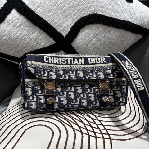 Dior 小碼 Diorcamp 手袋藍色 Dior Oblique 刺繡