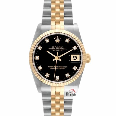 【大眾金時代】ROLEX勞力士 68273 Datejust 蠔式日誌 中型款 黑色十鑽面盤 錶徑31mm 自動上鍊 18K金及不鏽鋼 大眾金時代G398