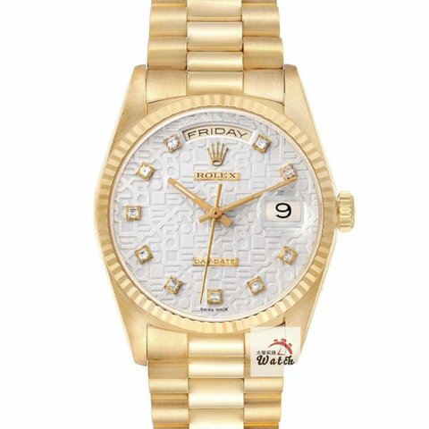 【大眾金時代】ROLEX勞力士 18238 Day-Date 18K金 蠔式日誌 銀白色紀念面盤 方鑽時標 底蓋原廠貼紙 錶徑36mm 自動上鍊 大眾金時代B1532