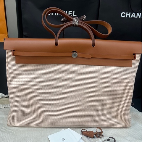 Hermes愛馬仕herbag50 金棕配色 w刻