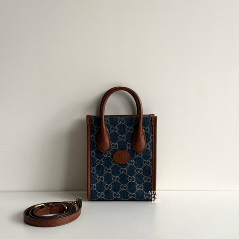 99新🆕 Gucci 古馳 Interlocking Mini Tote 牛仔老花琴譜包