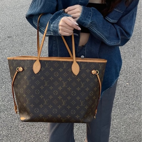 LV🤎原花neverfull MM托特包M41177