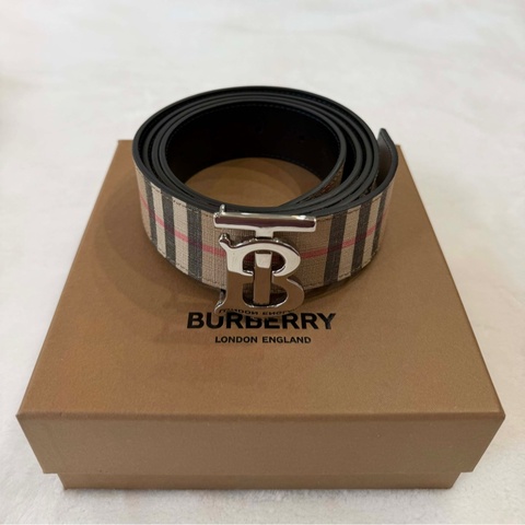 BURBERRY TB 格紋雙面腰帶