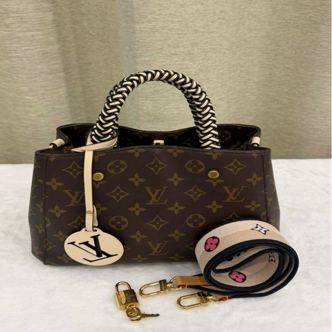 Louis Vuitton Montaigne BB 皮革編織提把特別版手提包/斜背包