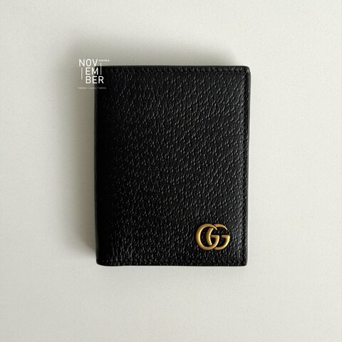 全新✨ Gucci 古馳 GG Marmont 對開短夾 黑色金釦