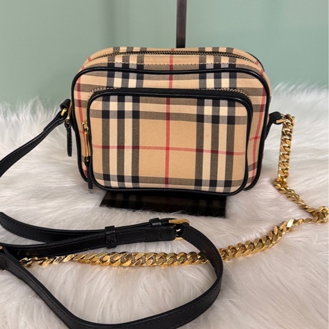 巴寶莉 burberry 格紋鏈條斜挎包