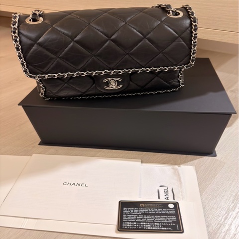 CHANEL Running Chain Around 黑銀滾邊鏈條包｜稀有款