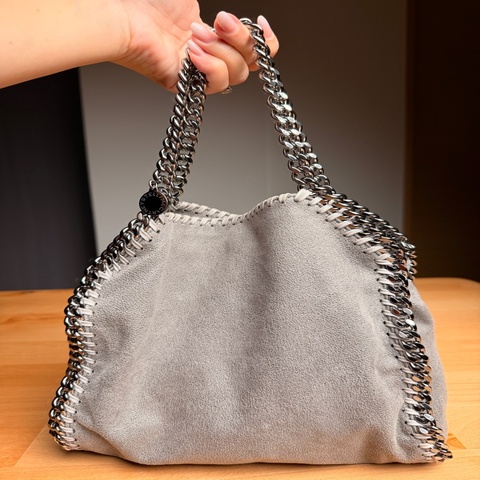 STELLA McCARTNEY Falabella 經典灰銀鏈條托特包｜近全新