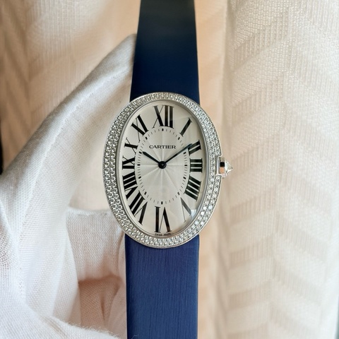 Cartier 卡地亞 Baignoire 浴缸 大型款 WB520009 18K白金 原廠鑽圈 手動機芯